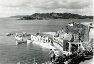 Tinside Lido and Drake's Island from the Hoe c1958